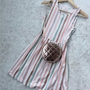 H&M Striped Sleeveless Summer Dress in Pink, Green & White